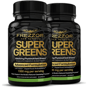 FREZZOR Super Greens Capsules with UAF1000+, Wheat Grass Supplement, 180 Count, 2 Bottle