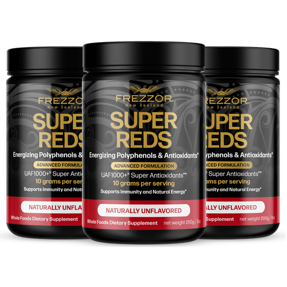 FREZZOR Super Reds Powder UAF 1000+ Superfood Antioxidants, Immune Support, 3 Pack