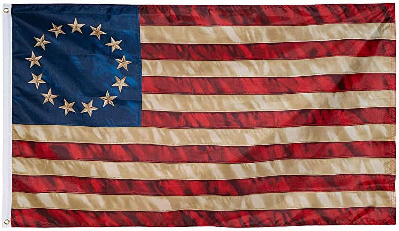 FRF 3x5 Tea Stained American Flag 13 Stars 3' x 5' Outdoor Betsy Ross Flag  13 Colonies Primitive Vintage US USA Flags Banner Heavy Duty (Tea Printed  Star Flag) - Walmart.com, image size:1358x788