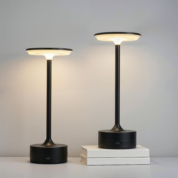 FRIDEKO HOME 2 Pack 11" Cordless Table Lamp, 3 Color Stepless Dimmable Touch Desk Lamp, 5000mAh Rechargeable Battery Powered LED Nightstand Lamp, Table Lamps for Bedroom, Living Room, Bedside, Black