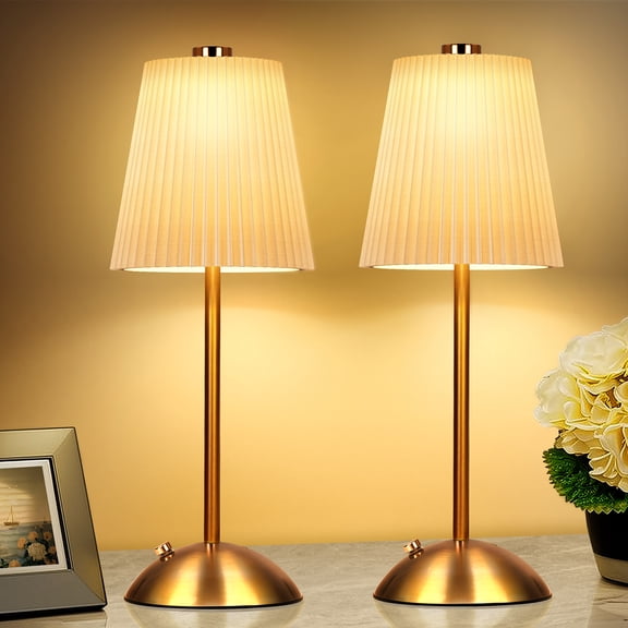 FRIDEKO HOME Cordless Table Lamp, Rechargeable Battery Operated Lamp, 3 Color Temperature, Stepless Dimmable LED Touch Lamp, 12" Portable Metal Desk Lamp for Bedroom Living Room Kitchen Counter(2PCS)