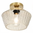 thumbnail image 1 of FRIDEKO HOME 9.84" Modern Semi Flush Mount Ceiling Light with Clear Textured Glass Shade, E26 Base, Vintage Ceiling Light Fixture for Hallway Kitchen Bedroom Living Room, Brass Gold (Without Bulb), 1 of 11