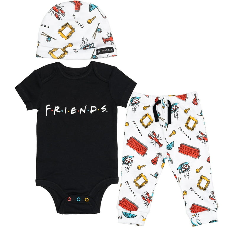 FRIENDS Infant Baby Boys Bodysuit Pants and Hat Piece Outfit Set