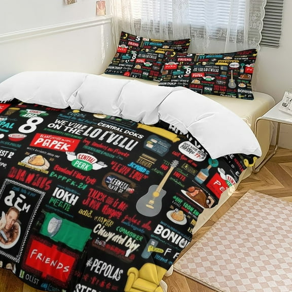 FRIENDS TV SHOW COLLAGE Bedding Set Duvet Cover Couple Bedclothes Pillowcase Customized Home Textiles Bed Set for Twin Size