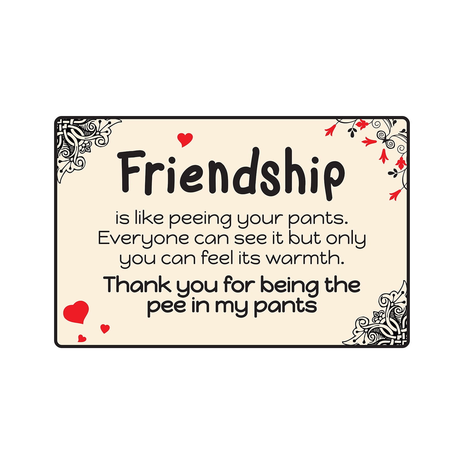 Targa Parete In Legno Con Scritta 'Friendship Is Like Peeing Your Pants' – 15x25 Cm, Stampa UV