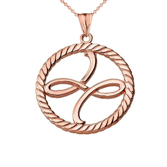 FRIENDSHIP SYMBOL IN ROPE PENDANT NECKLACE IN ROSE GOLD : 10K Pendant only