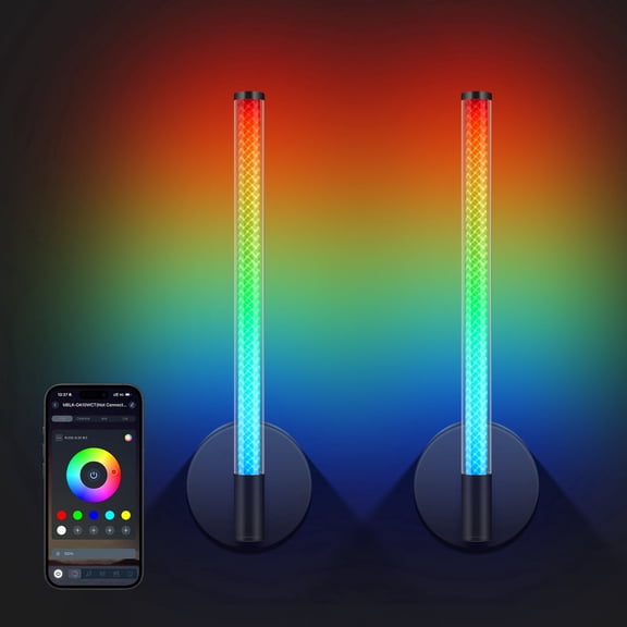 FRIFEKO HOME Smart Wall Sconces Set of 2 with 8000mAh Rechargeable Battery, RGB 241 Colors Dimmable & 33 Scene Modes, Music Sync, Timer Setting, APP or Remote Control, Wireless LED Wall Lamp