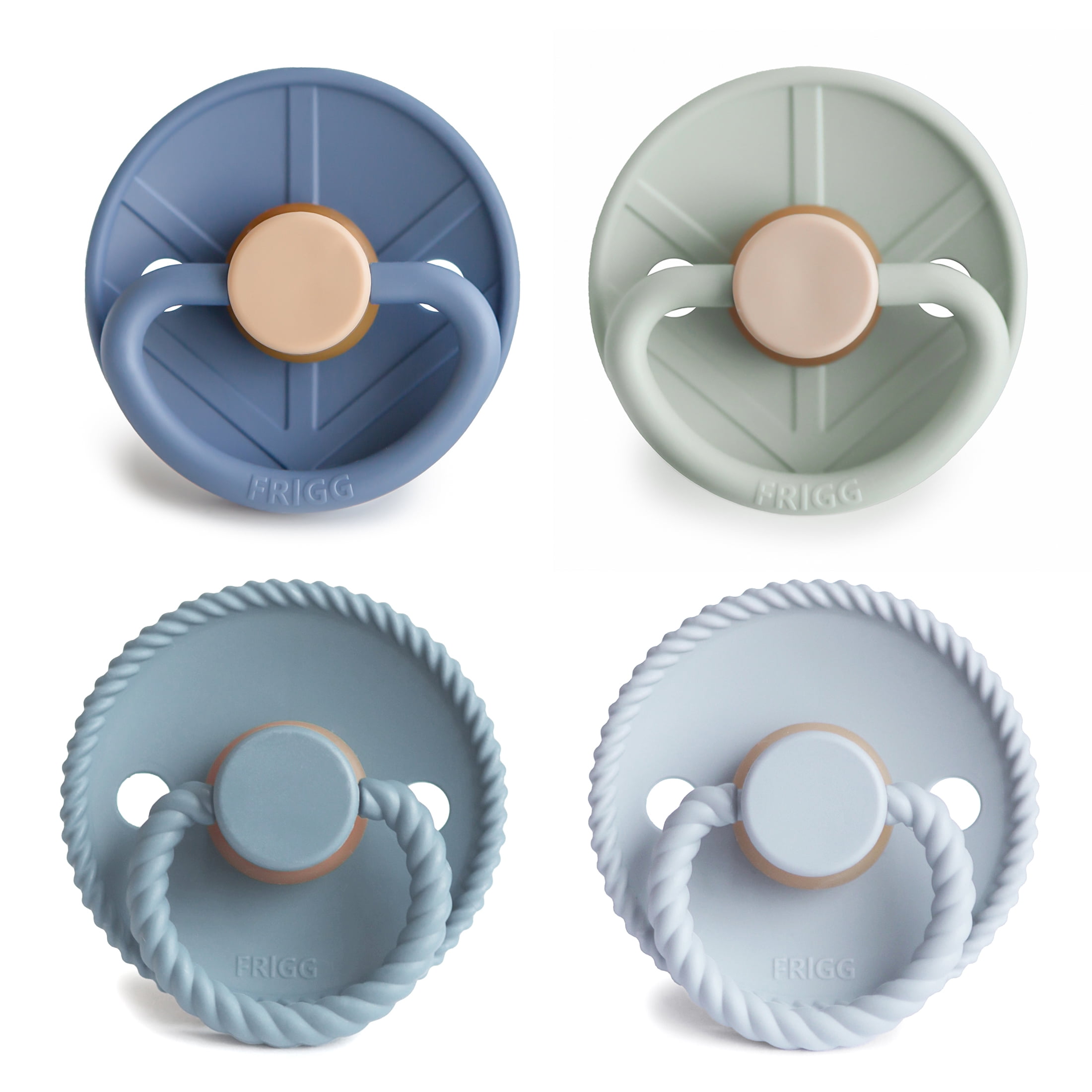 FRIGG 4 Pack Skyline Serenity Rubber Pacifiers, 0-6 Months