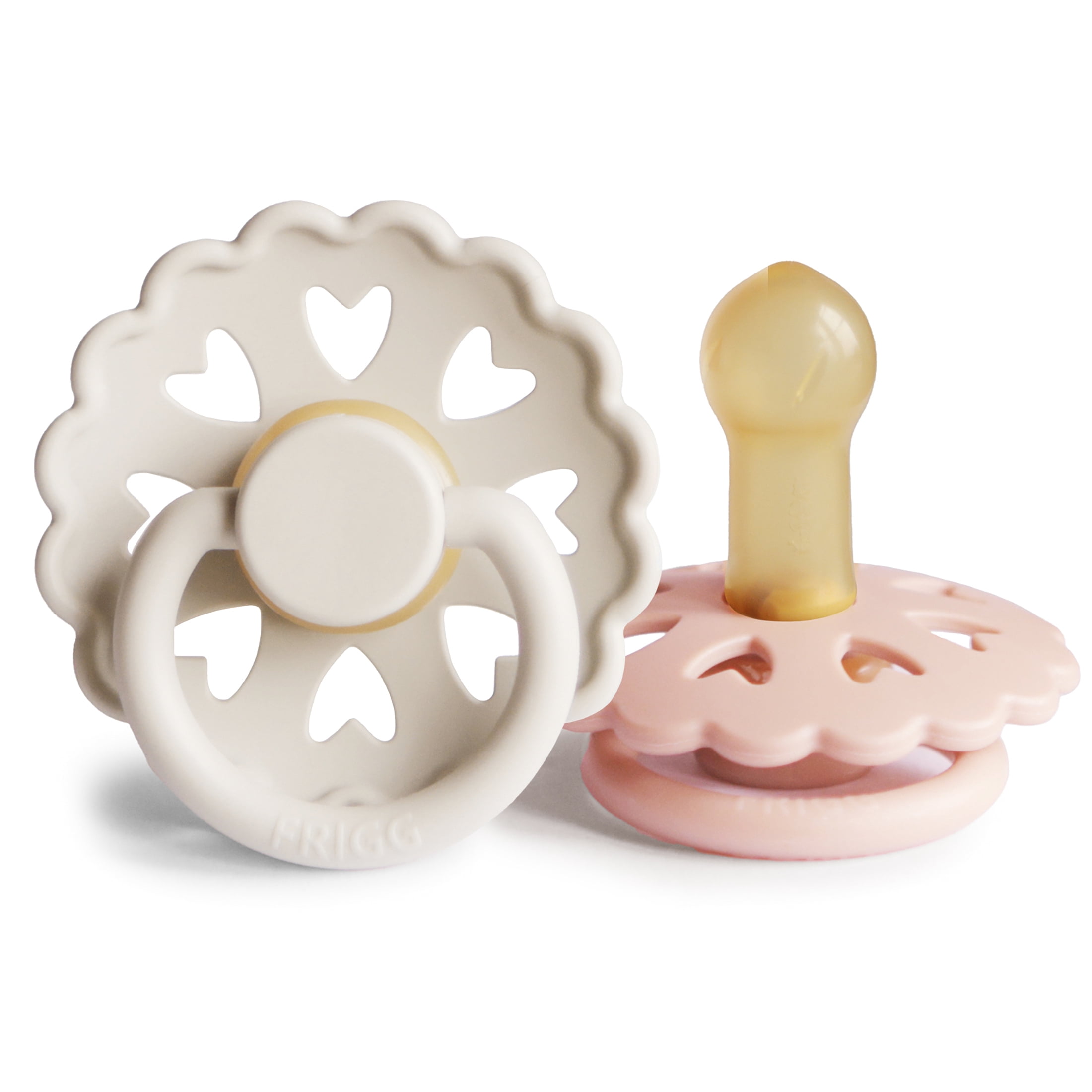FRIGG Andersen Fairytale Natural Rubber Pacifier 2-Pack, 6-18 Months, Cream/Blush