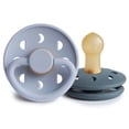 thumbnail image 1 of FRIGG Moon Natural Rubber Baby Pacifier 2-Pack, 0-6 Months, Powder Blue/Slate, 1 of 6