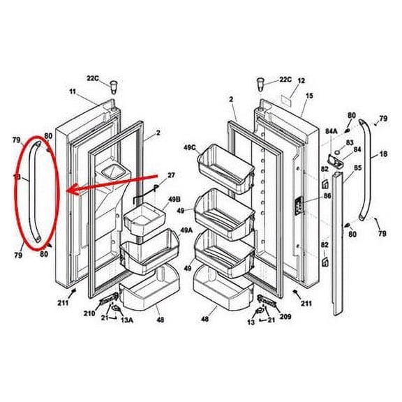 FRIGIDAIRE 241930105 HANDLE-DOOR - GENUINE OEM PART
