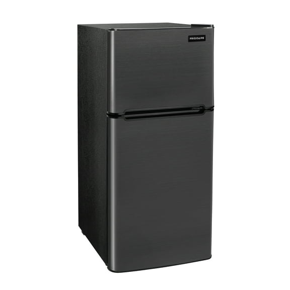 FRIGIDAIRE 4.5 Cu Ft, 2 Door Refrigerator With Freezer Capacity 1.35 Cu Ft, Manual Defrost Black Stainless Steel