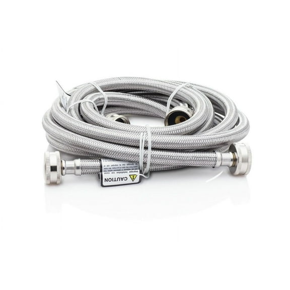 Frigidaire 6 Foot Stainless Steel Washer Fill Hose Kit - Two Pack with Color-Coded Ends