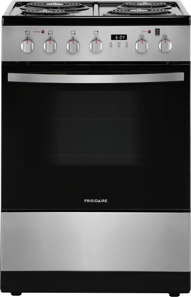 24-Inch Stainless Steel Freestanding Electric Range with Glass Door