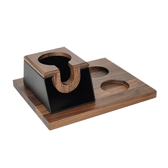 FRIJPACK Natural Walnut Espresso Accessories Organizer Box Fits Espresso Distributor,Tamping Station Base,Tamper Holder-1.5L Coffee Grounds Box (58MM)