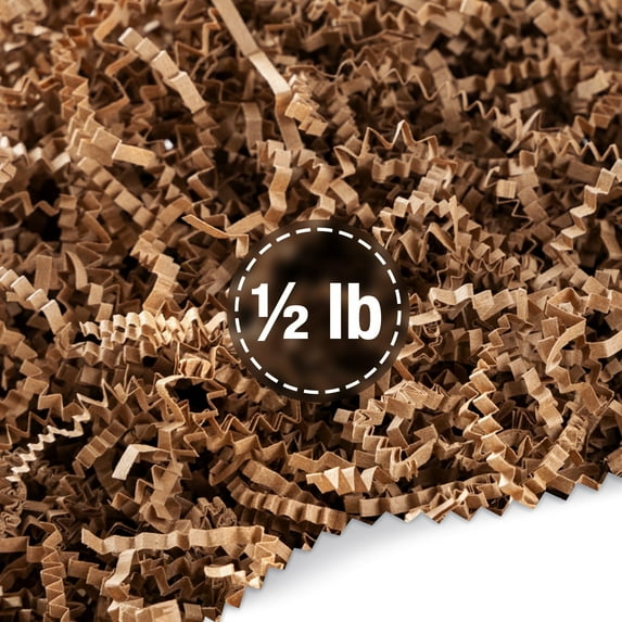 FRILLZ Crinkle Cut Paper Shred Filler for Baskets, Gifts, Packing and Protecting your Birthday, Weddings, Anniversary, Valentines Day, and other gifts (1/2 pound, Kraft)