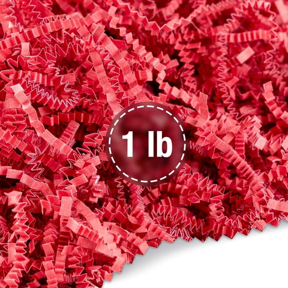 FRILLZ Crinkle Cut Paper Shred Filler for Baskets, Gifts, Packing and Protecting your Birthday, Weddings, Anniversary, Valentines Day, and other gifts (1 pound, Red)