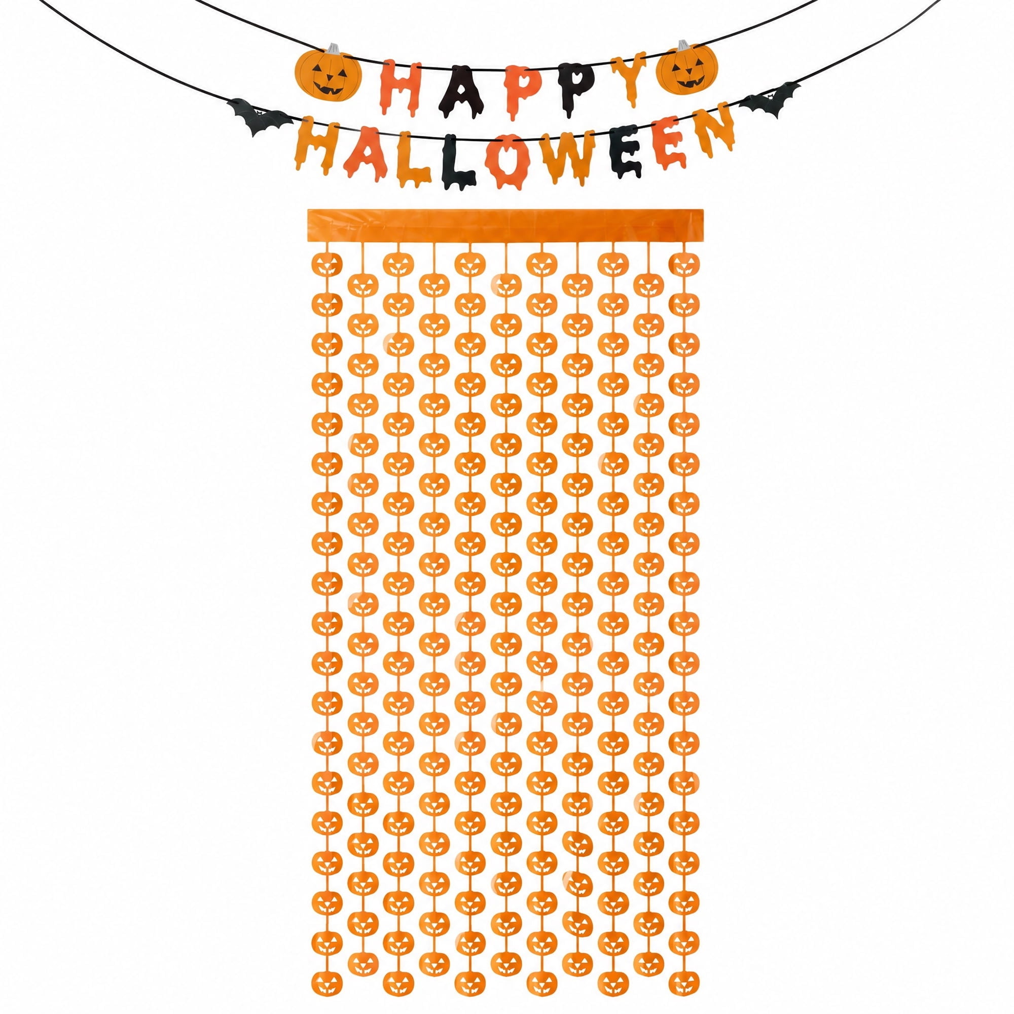 Pumpkin Fringe and Banner Door Decoration Set, Multicolor, Halloween by Way To Celebrate