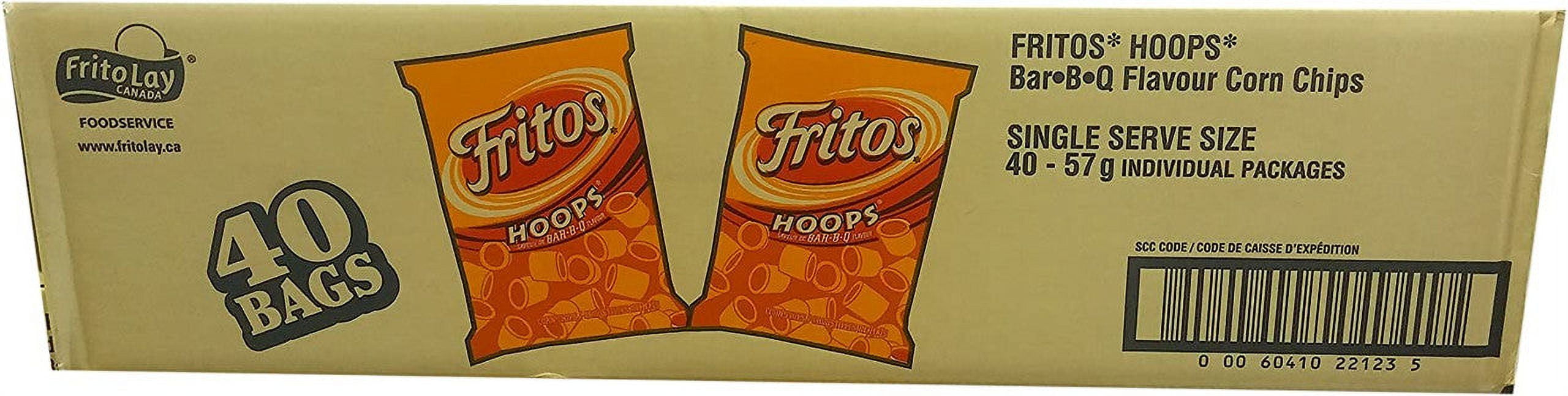 FRITOS Hoops, Box of Barbecue Flavoured Corn Chips, (40ct x 57g/2oz
