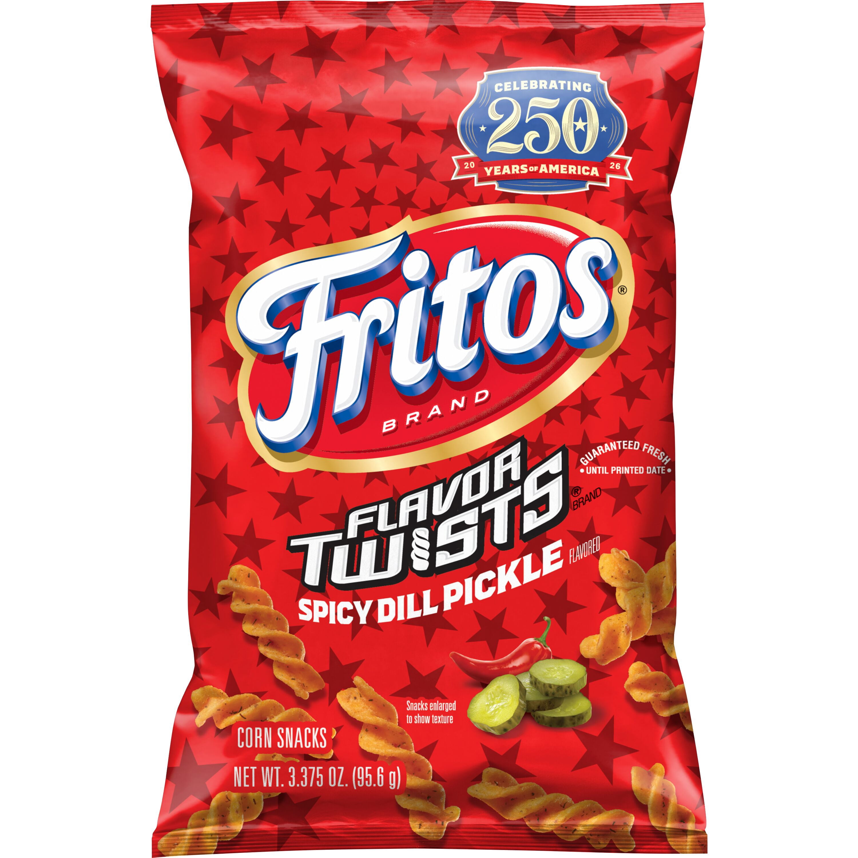 Fritos Flavor Twists  Spicy Dill Pickle Corn Chips Bag, 3.375 oz
