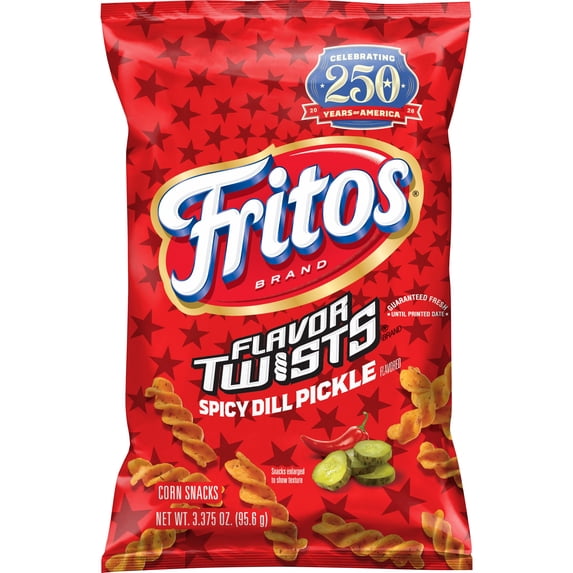 Fritos Flavor Twists  Spicy Dill Pickle Corn Chips Bag, 3.375 oz