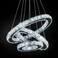 thumbnail image 1 of FRIXCHUR 3 Rings Crystal Chandelier, Modern LED Round Pedant Lighting Stainless Steel Height Adjustable Ceiling Light for Living Room Bedroom Closet (White Light), 1 of 11