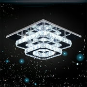 FRIXCHUR LED Ceiling Light Crystal Chandelier Modern Flush Mount Lights Fixture Cool White