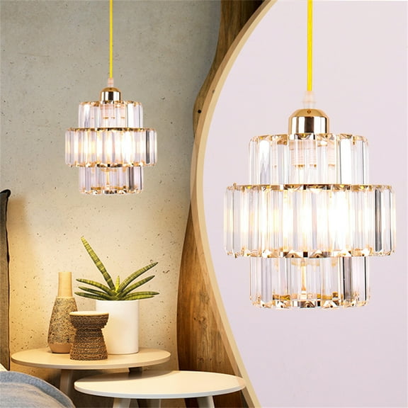 FRIXCHUR Mini Crystal Chandelier Lighting, Modern Double-Layers Flush Mount Ceiling Light for Bedroom(Gold)