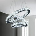 thumbnail image 1 of FRIXCHUR Modern Chandelier LED Crystal Chandelier 3 Rings Adjustable Stainless Steel Pendant Light Chandelier (Cool White), 1 of 11