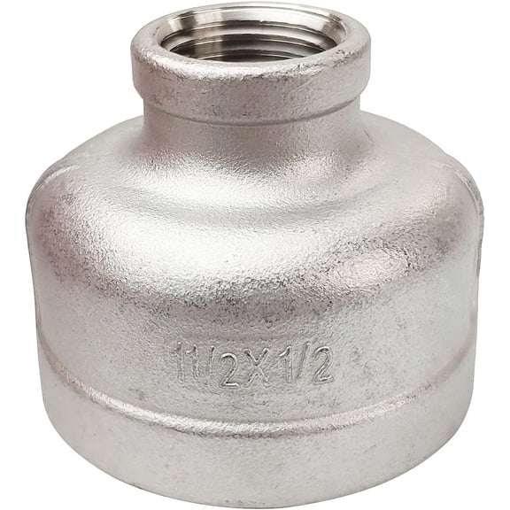 FRKSMD-1-1/2" x 1/2" Female Reducer Reducing Coupling,Stainless Steel 304 NPT Female Threaded Cast Pipe Fitting,Nipple