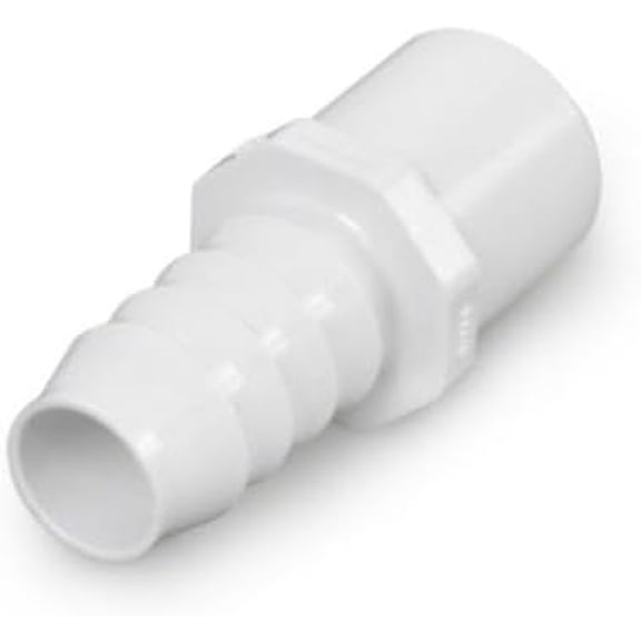 FRKSMD-1-1/4" PVC Pipe Fitting  Schedule 40 Adapter, Barbed x Spigot  White PVC Connector for Flexible Tubing to Pipe Transitions