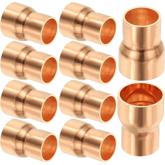FRKSMD-1/2" to 3/8" Nominal Size Copper Reducer, 10pcs 99.9% Pure Copper Reducing Coupling Pressure Fitting Pipe Tube Connector Adapter with Sweat Solder