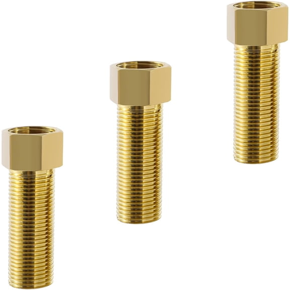 FRKSMD-1/2" Extension Brass Pipe Fitting 1/2"NPT Female to 1/2" Male Pipe Hex Bushing Adapter Converter Adapter Male Pipe Extension Connector Fitting Female Length 70 mm3PCS