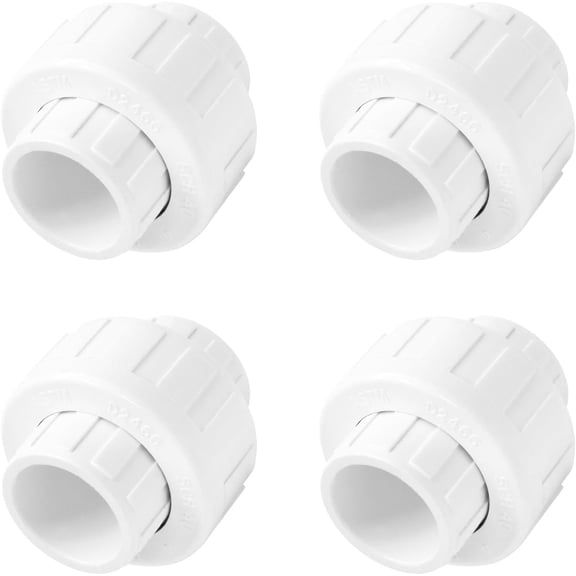 FRKSMD-1/2 Inch PVC Union Coupling Pipe Fitting, 1/2 Inch Slip Joint Adapter PVC Connectors (Socket x Socket), EPDM O-Ring (4Pcs)