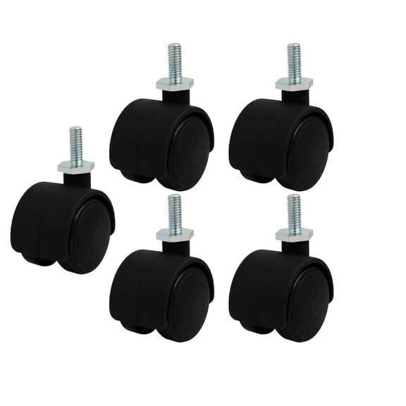 FRKSMD-1.2-inch Nylon Wheel M6 Threaded Stem Mount Rotary Non-Brake Swivel Caster 5pcs