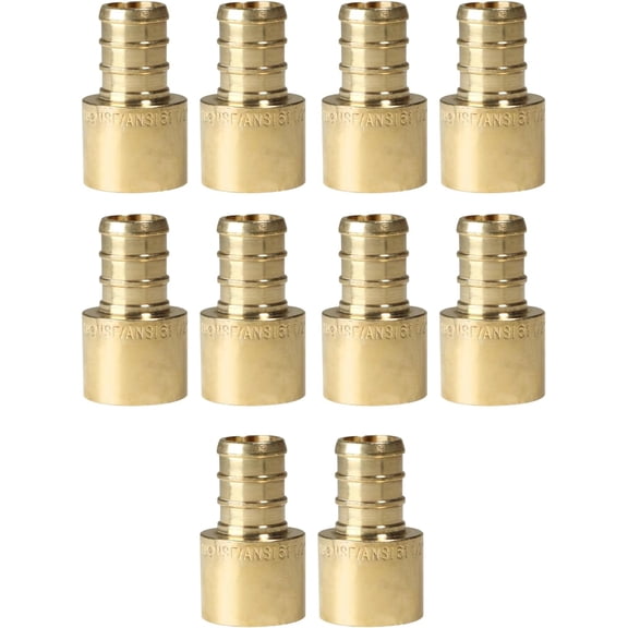 FRKSMD-1/2 inch Pex x 1/2 inch Female Sweat Adapter, Pex B Crimp Version, Brass, 10 Pieces