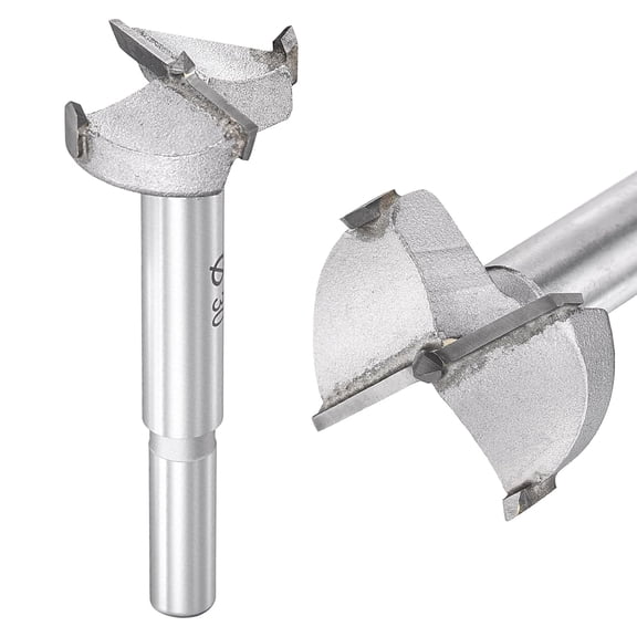 FRKSMD-1-3/16"(30mm) Forstner Drill Bits - 2Pack - Good for Wood Plastic Plywood - 2 Flutes Tungsten Carbide Woodworking Hole Saw Cutter with Round Shank - Silver