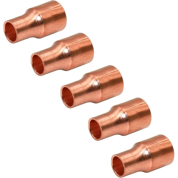 FRKSMD-1/4 x 3/8 Inch Copper Reducer Coupling, Copper Pipe Fittings for HVAC Units, Refrigeration or Hydraulic Applications, Etc,Pack of 5