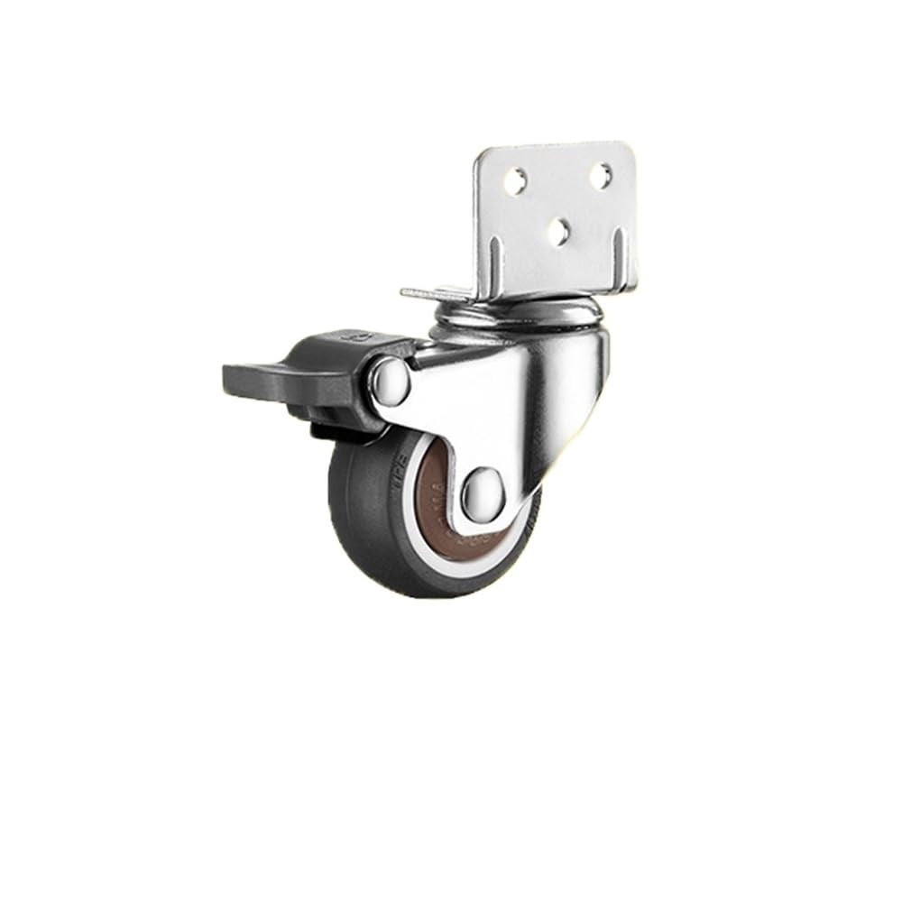 FRKSMD-1.5 Inch Side Mount Casters, 1.5" L-Shaped TPR Rubber Caster, Ball Bearing 360 Degree Plate Swivel Castors Wheel,Industrial Castor Wheels for Carts,Furniture and Workbench(With brake casters