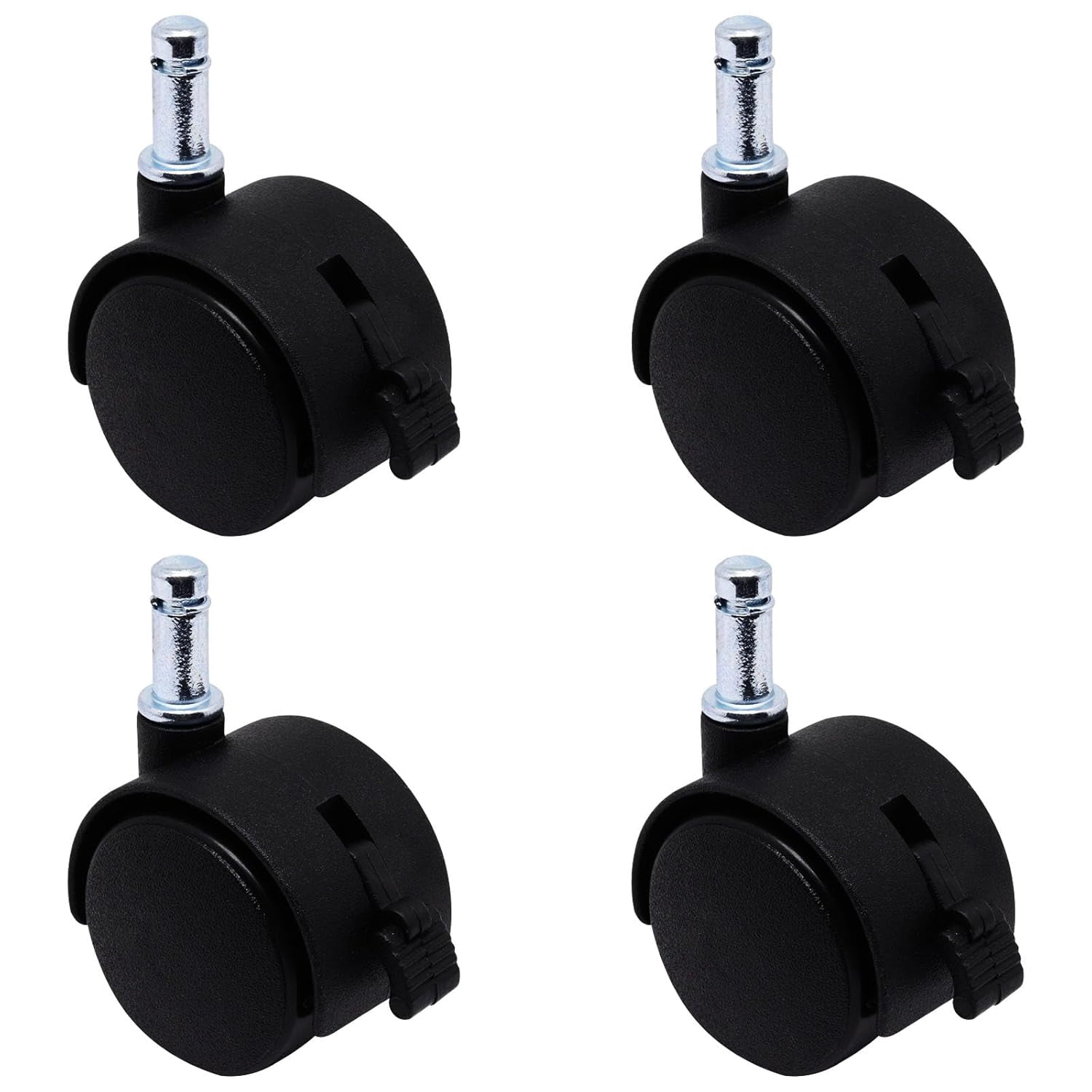 FRKSMD-1.5 Inch Swivel Caster Wheels with Brake, M8 Circlip Swivel Casters Set of 4, Black Nylon Replacement Casters Wheels for Furniture Table Cabinet Office Chair