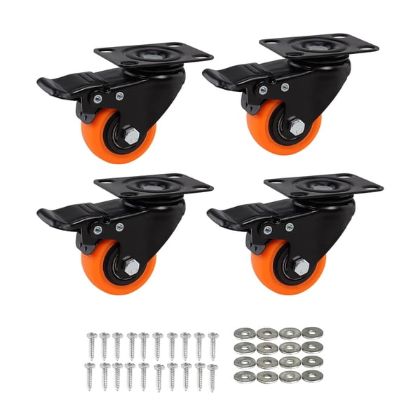 FRKSMD-1.5-inch Polyurethane Caster Brake, Set of 4, Double Locking, Capable of Bearing 300 pounds, 360 Degree Rotation, Suitable for Furniture, Tables, and toolboxes