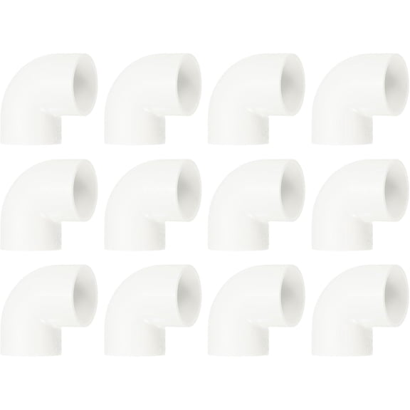 FRKSMD-1" 90 Degree Elbow, 12 Pcs PVC Pipe Fittings 2 Way Right Angle Elbow Side Outlet Adapter Coupling PVC Fitting Connectors for DIY Building Furniture, White