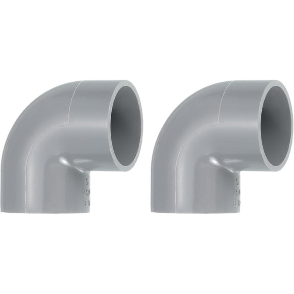 FRKSMD-1" 90 Degree Elbow, 2 Pcs PVC Pipe Fittings 2 Way Right Angle Elbow Side Outlet Adapter Coupling PVC Fitting Connectors for DIY Building Furniture, Grey