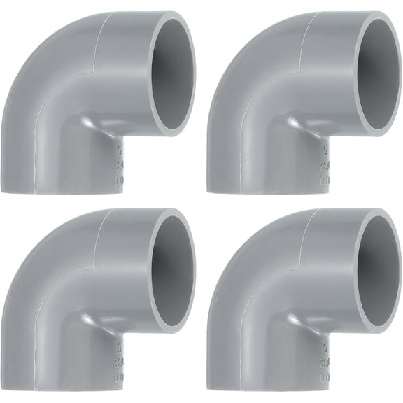 FRKSMD-1" 90 Degree Elbow, 4 Pcs PVC Pipe Fittings 2 Way Right Angle Elbow Side Outlet Adapter Coupling PVC Fitting Connectors for DIY Building Furniture, Grey