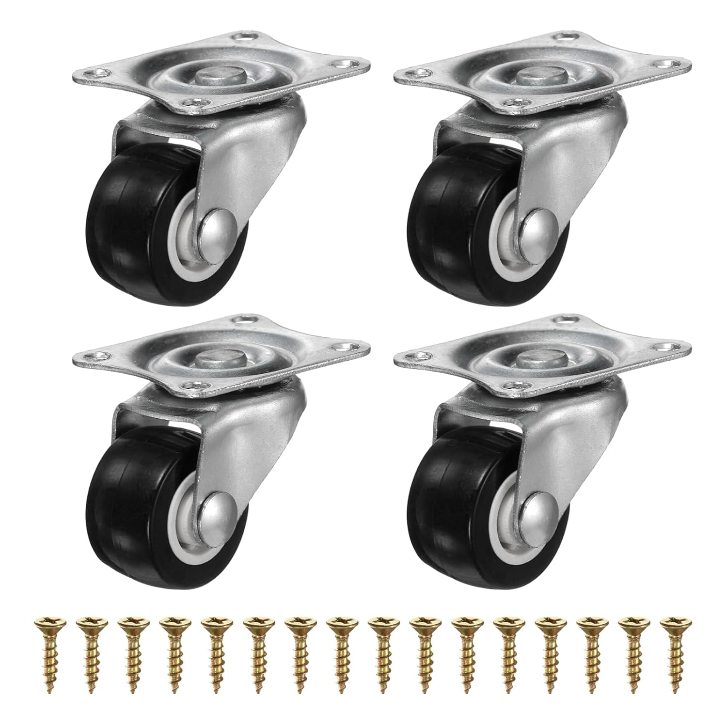 FRKSMD-1 Inch Caster Wheels, PVC Silent 360 Degree Swivel Plate Castors ...
