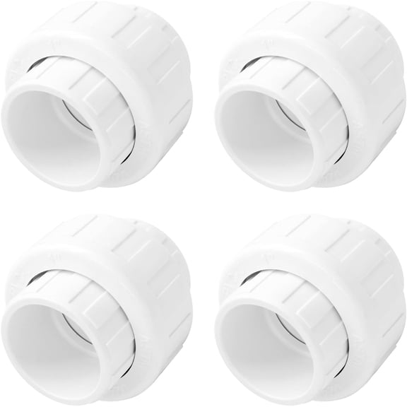 FRKSMD-1 Inch PVC Union Coupling Pipe Fitting, 1 Inch Slip Joint Adapter PVC Connectors (Socket x Socket), EPDM O-Ring (4Pcs)