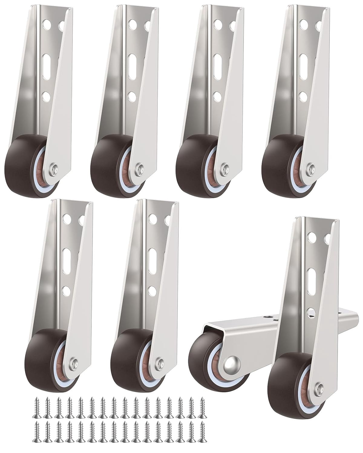 FRKSMD-1-Inch Small Silent Caster Wheels Set of 8, Fixed Rigid Low ...