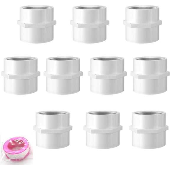 FRKSMD-1PVC Female Thread Adapter, Slip Socket x FPT Thread Fitting, Schedule 43 White Plumbing Connector for Water Lines & Irrigation Systems