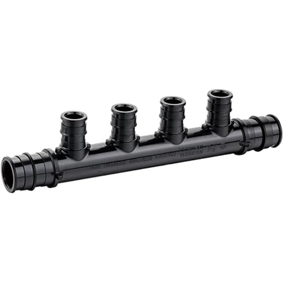 FRKSMD-1 Pack 4-Port PEX-A Expansion Manifold, Poly PPSU Open Plumbing Manifold, 3/4" Trunk x 1/2" Ports, F1960 Compatible (1Pcs Open 4 Outlet)