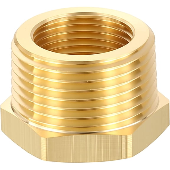 FRKSMD-1 Pack Male to FeMale Adapters, 1" Male NPT x 3/4" FeMale NPT Brass Hex Bushing Reducer for Industrial, Automotive, Fluid Transfer, Home Gardening, Water Treatment